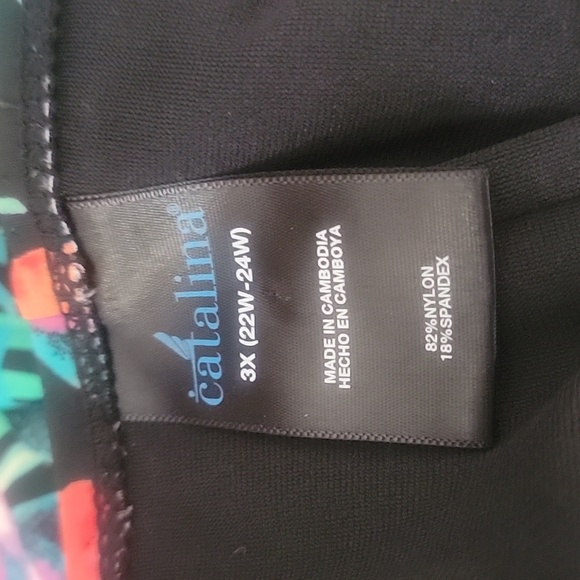 Catalina Green Blue Red Flowered One Piece Swim Suit Size 3x Or 22W - 24W - Picture 4 of 4